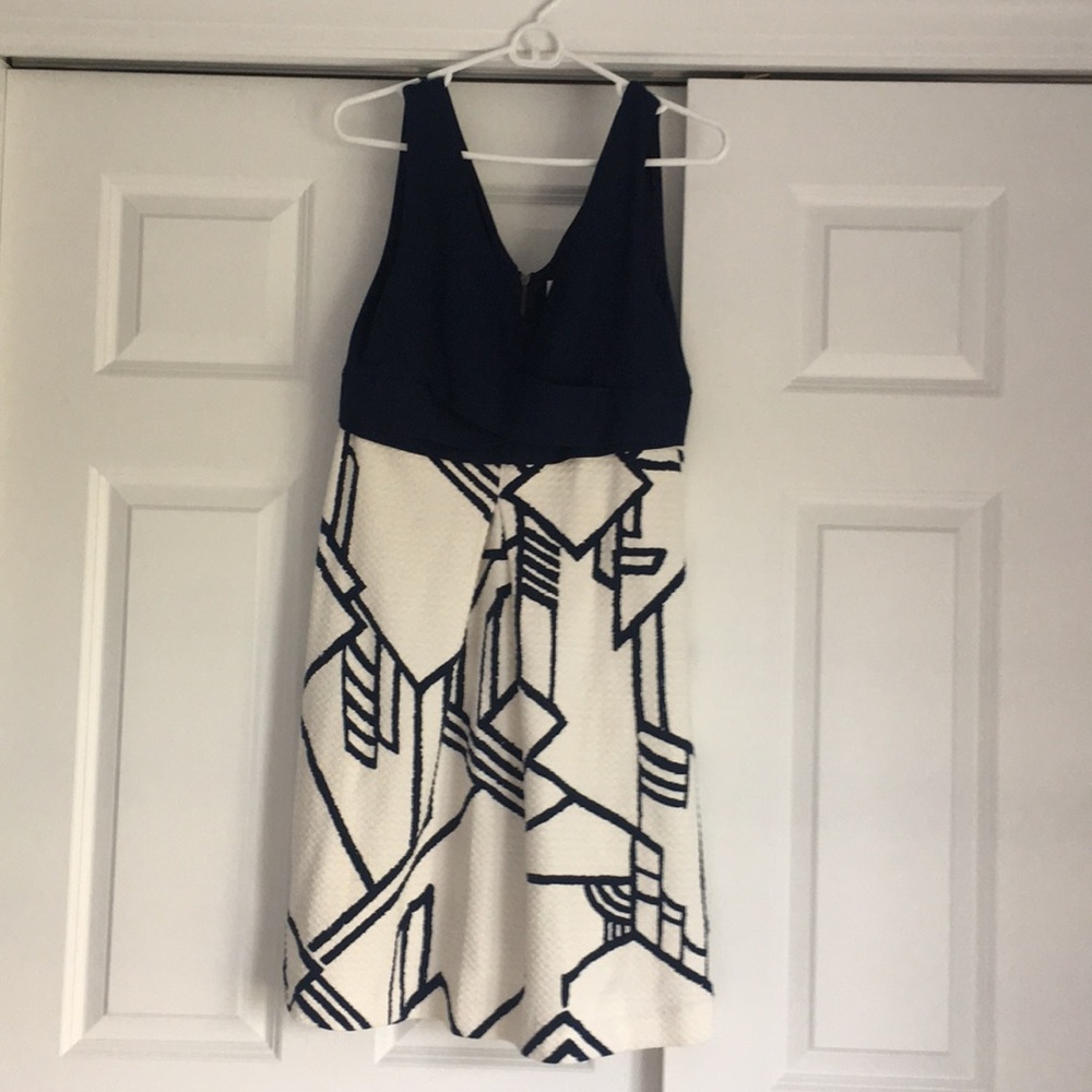 Navy and white cotton dress